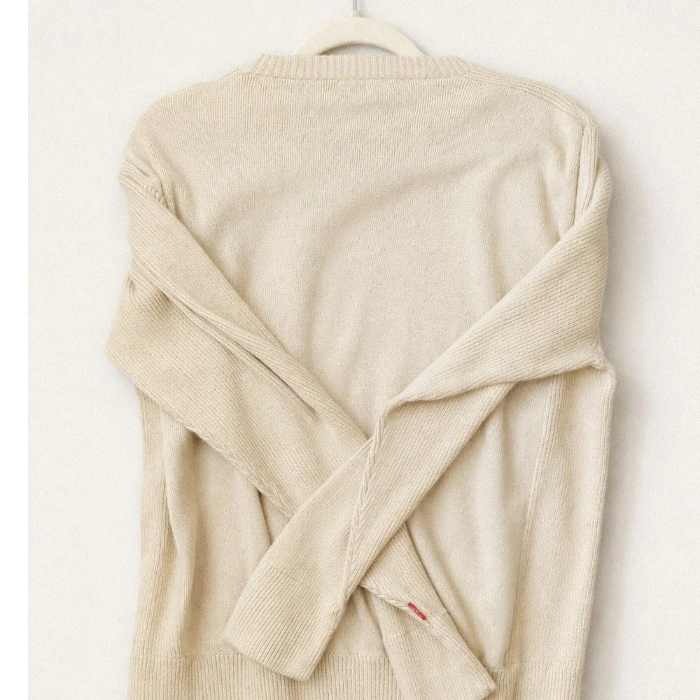 Levi's‎ Heavyweight Cotton Minimalist Knit Sweater Ribbed Sleeves Nuetral/Beige